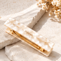 Xelqoriv™ French Hair Barrette – Shimmering Pearlescent Rectangle Hair Clip with Gold-Tone Clasp
