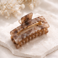 Xelqoriv™ Tortoise Shell Rectangle Hair Claw Clip – Neutral Marble Acrylic Jaw Clip with Strong Hold for Thick &amp; Fine Hair, Non-Slip French Styling Hair Accessory for Women