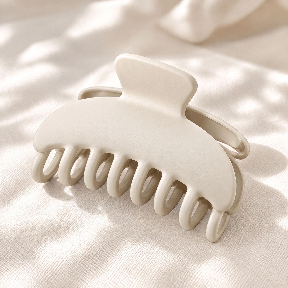 Xelqoriv™ Matte Crescent Hair Claw Clip – Aesthetic Neutral Beige Non-Slip Jaw Clip for Medium to Thick Hair