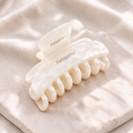 Xelqoriv™ Pearlescent Ivory Hair Claw Clip – Elegant French Style Non-Slip Jaw Clip for Women, Strong Hold Hair Accessory for Thick &amp; Medium Hair