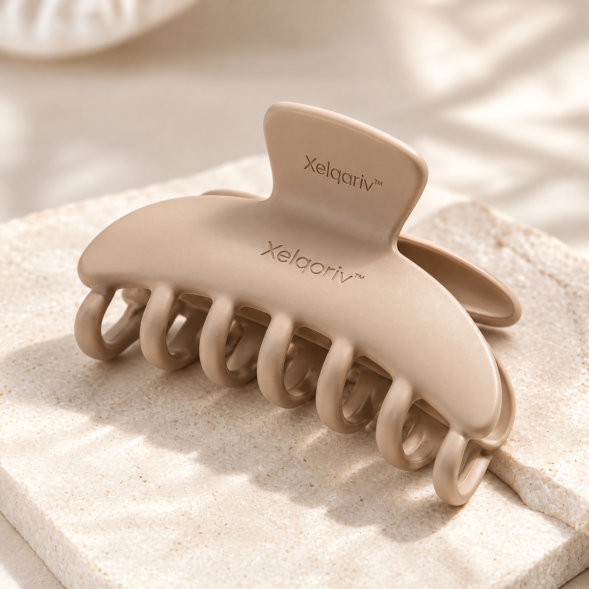 Xelqoriv™ Matte Large Hair Claw Clip – Non-Slip French Design Neutral Jaw Clip for Women &amp; Girls (Warm Beige)